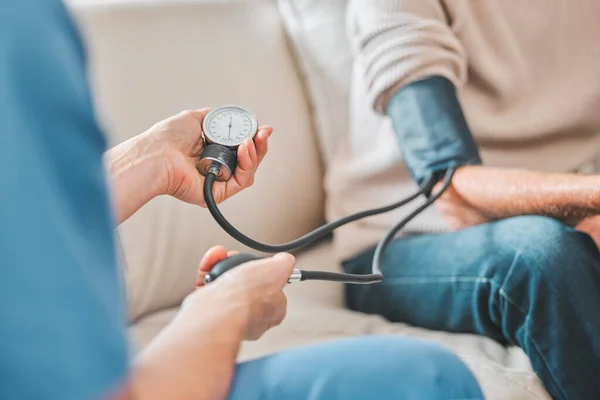 Need Change Your Medication Nurse Checking Her Patients Blood Pressure — Stock Photo, Image