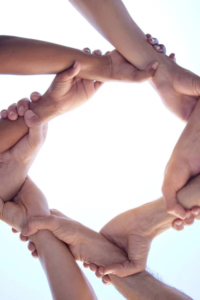 Stronger Together Apart Group Diverse People Arms Interlinked Stock Image