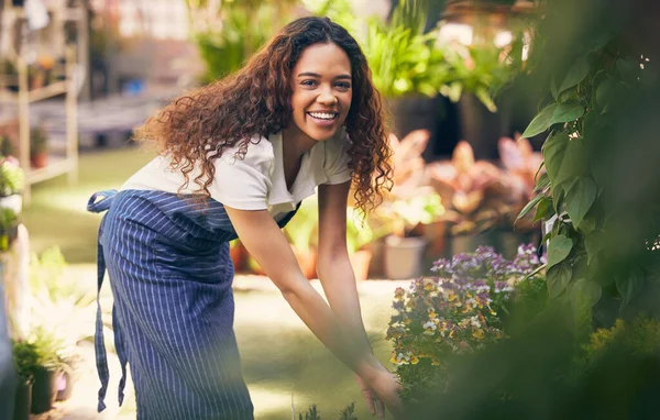 Working Beautifying Homes Young Female Florist Planting Flowers — Φωτογραφία Αρχείου