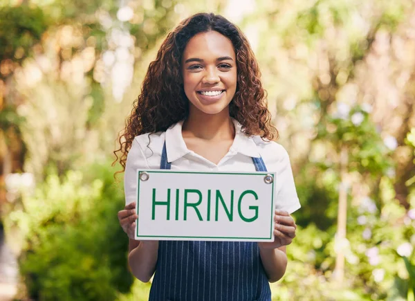 Looking Expand Team Florist Holding Sign Looking New Hires — Φωτογραφία Αρχείου