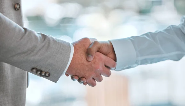 Have Deal Two Unrecognizable Males Shaking Hands Office — Foto Stock