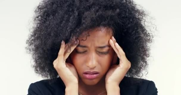 Video Footage Attractive Young Woman Feeling Stressed Out Suffering Headache — ストック動画