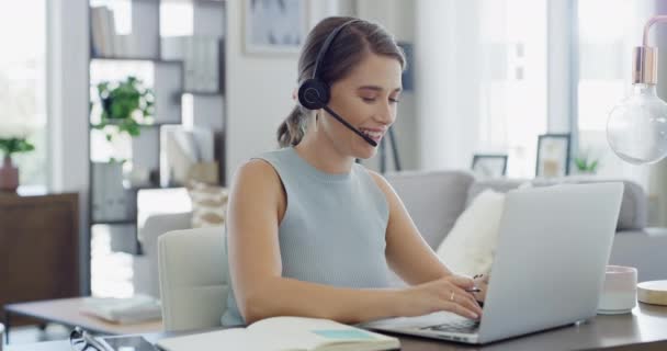 Video Footage Young Female Call Center Worker Working Home — Vídeo de Stock
