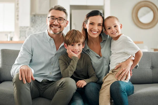 Perfect Try Each Other Family Relaxing Together Home — Stock Photo, Image