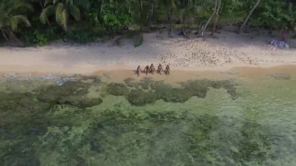 Video Footage Young Group Friends Sitting Beach Tropical Island Philippines — Video