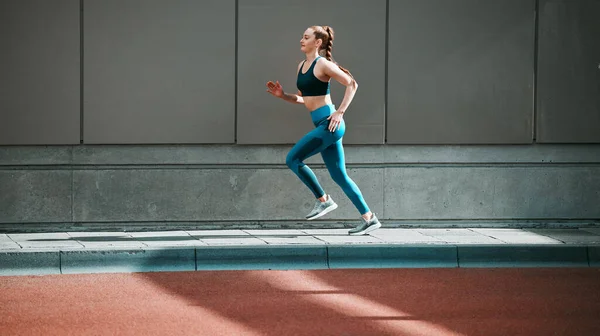 Getting Morning Run Young Woman Running — Stockfoto