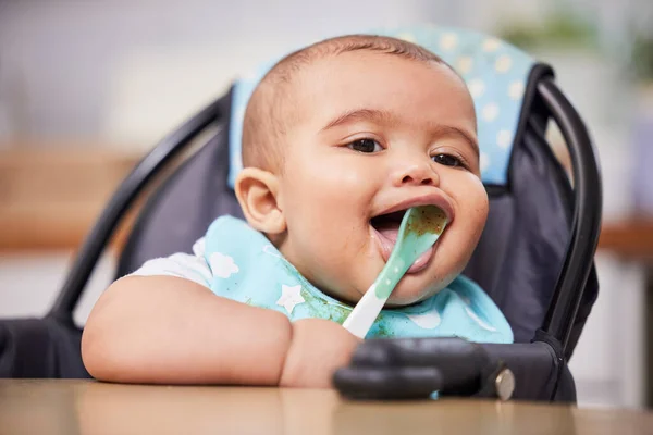 Its Good Better Mothers Milk Adorable Baby Boy Looking Happy — 图库照片