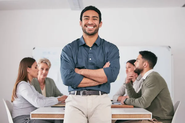 Strength Comes Team Young Businessman Meeting — Fotografia de Stock