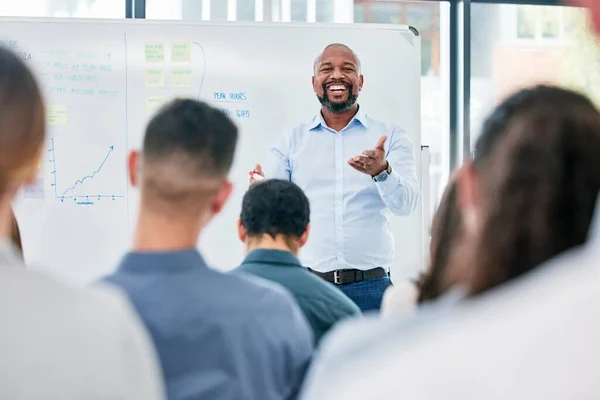 You Have Handsome Mature Businessman Giving Presentation Conference Room — Foto de Stock