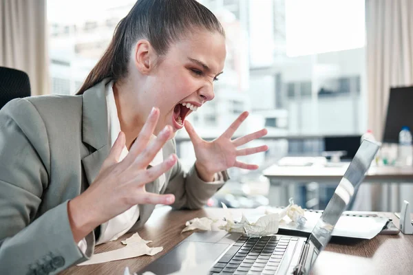 Sometimes You Just Need Let Out Young Businesswoman Yelling While — Stock Photo, Image