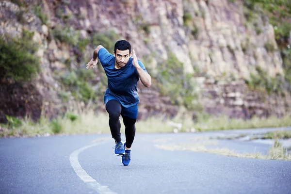 Hes Full Length Shot Handsome Young Male Athlete Out Run — 스톡 사진