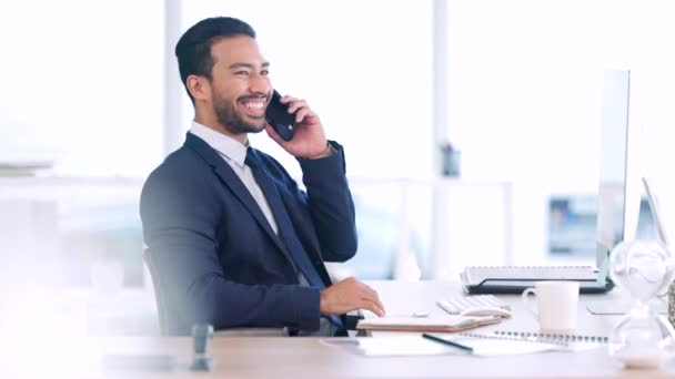 Business Man Planning Meeting His Schedule Client Phone Male Executive — Vídeos de Stock