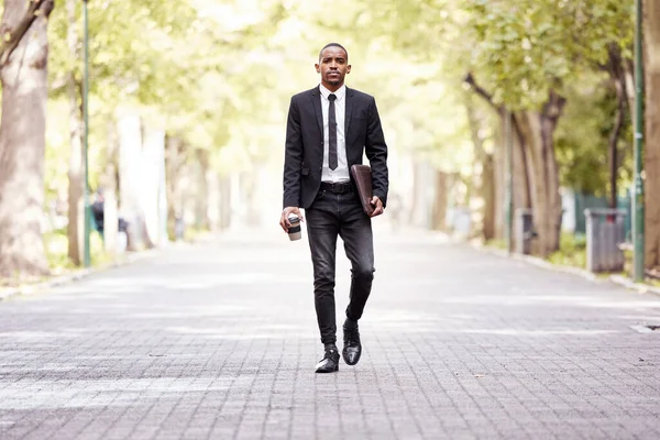 Enjoying His Morning Commute Full Length Portrait Handsome Young Businessman — 图库照片