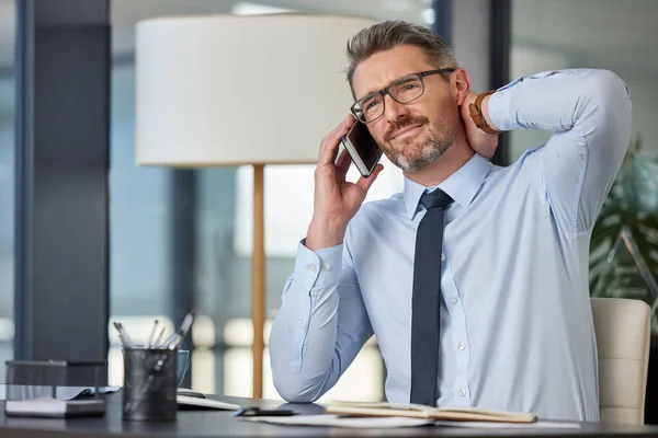 Stress Sometimes Collects Your Neck Mature Businessman Experiencing Neck Pain —  Fotos de Stock