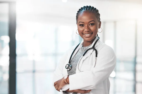 Ill Have You Healthy Time Portrait Confident Young Doctor Working — Foto Stock