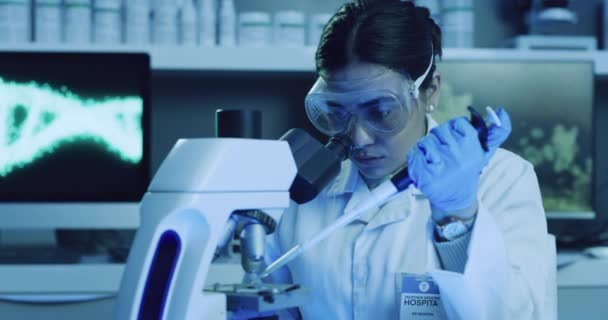 Female Scientist Experiment Analyze Forensic Science Woman Conducting New Research — Video