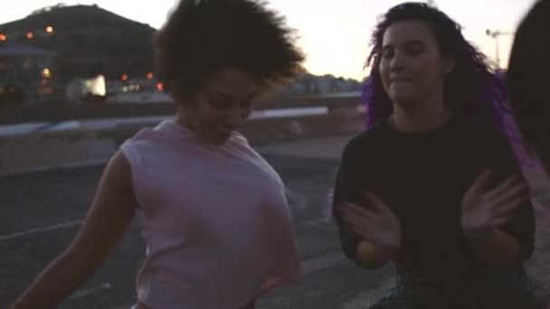 Funky Street Dancers City Performers Dancing Hip Hop Modern Contemporary — Vídeo de Stock