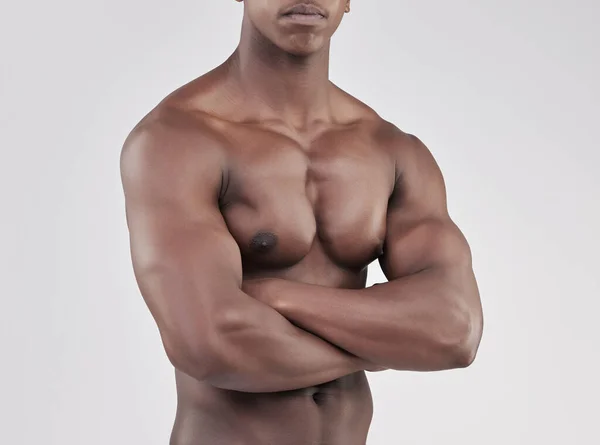 Bodybuilder Sculptor Unrecognizable Man Studio Background — Stockfoto