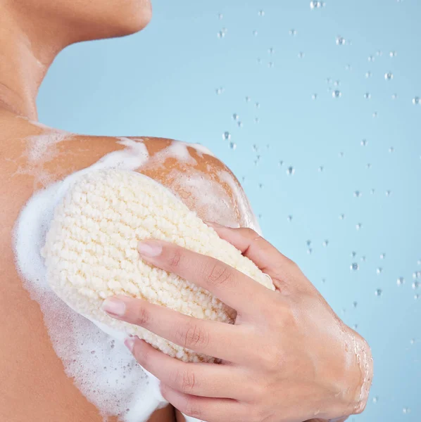 Good Scrub Does Skin Good Studio Shot Unrecognisable Woman Taking — Stockfoto