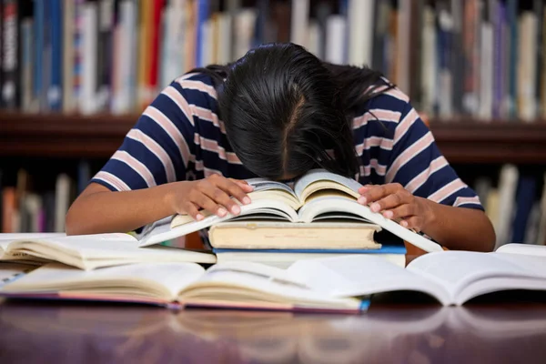 Success Isnt Overnight Young Female Studying College Library Looking Stressed — 图库照片