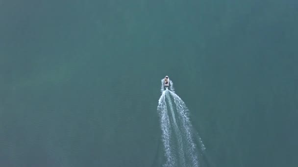 Drone Footage Speedboat Traveling Ocean — Video