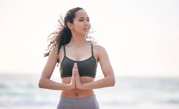 Ive Got Problems Yoga Forget Them All Young Woman Practising — Fotografia de Stock