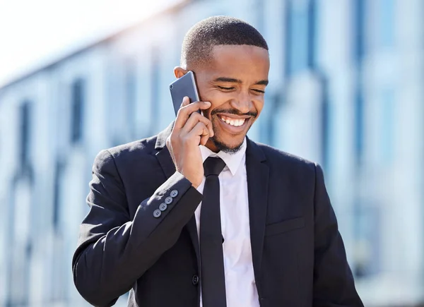 Calls Always Successful Young Businessman Using Phone City — Φωτογραφία Αρχείου