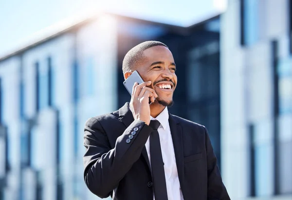 Put Work Your Success Young Businessman Using Phone City — Φωτογραφία Αρχείου