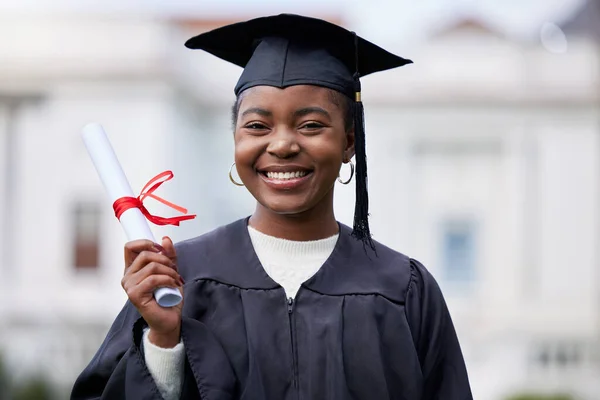 Next Chapter Just Great Portrait Young Woman Holding Her Diploma — стоковое фото