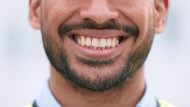 Perfect Teeth Happy Smiling Man Successful Day His Job Cheerful — ストック動画