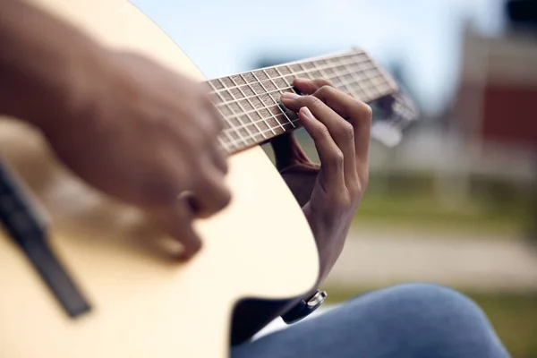 Compose Life You Want Live Unrecognisable Man Playing Guitar College — Fotografia de Stock