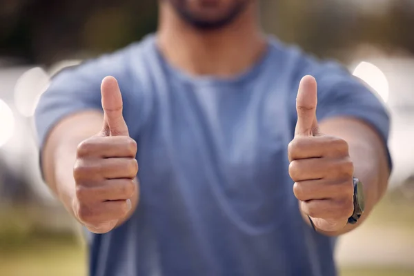 Double Dose Positivity You Unrecognisable Man Showing Thumbs While Standing — ストック写真