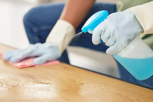 Clean Surfaces Mean Healthy Body Man Cleaning Table — Φωτογραφία Αρχείου