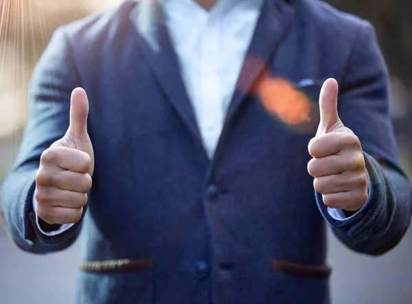 Guide Yourself Happier Life Businessman Giving Thumbs — Stok fotoğraf