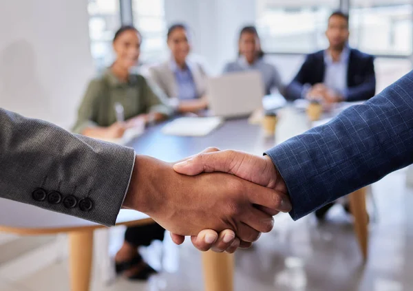 Welcome Team Two Business People Shaking Hands Greeting — Stockfoto