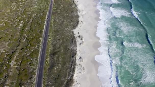Drone Footage Cars Driving Road Coast — 图库视频影像