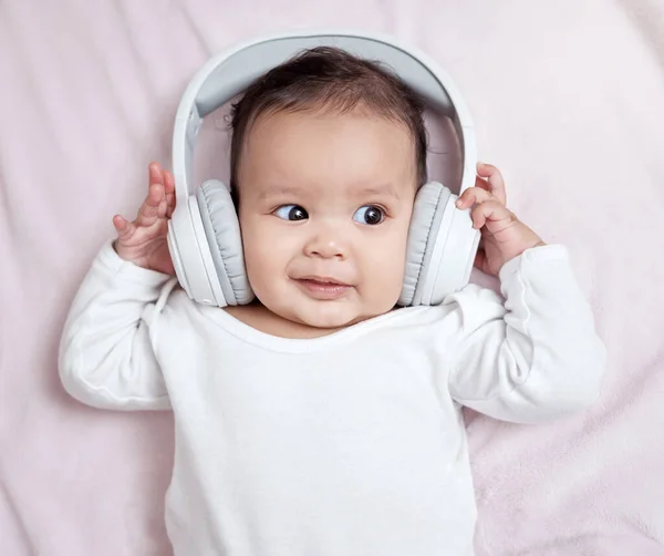 Stimulating Developing His Auditory Senses High Angle Shot Adorable Baby — Zdjęcie stockowe