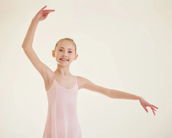 Ballet Technique Arbitrary Very Difficult Young Ballerina Dancing Studio — Stock Photo, Image