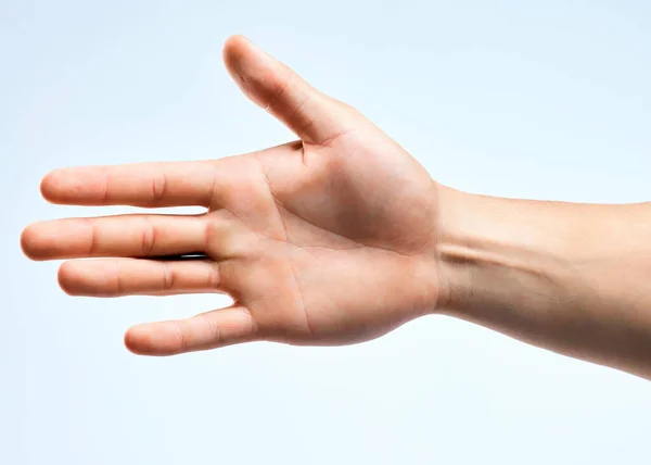 Were Business Unrecognizable Man Holding Out His Hand Handshake White — Stockfoto