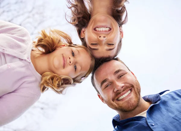 Family Something Look Low Angle Portrait Affectionate Young Family Three — Foto Stock
