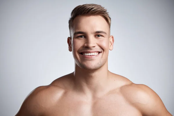 Working Out Mood Changer Studio Portrait Muscular Young Man Posing — стоковое фото