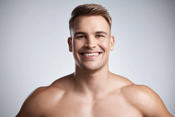 Working Out Mood Changer Studio Portrait Muscular Young Man Posing — Zdjęcie stockowe