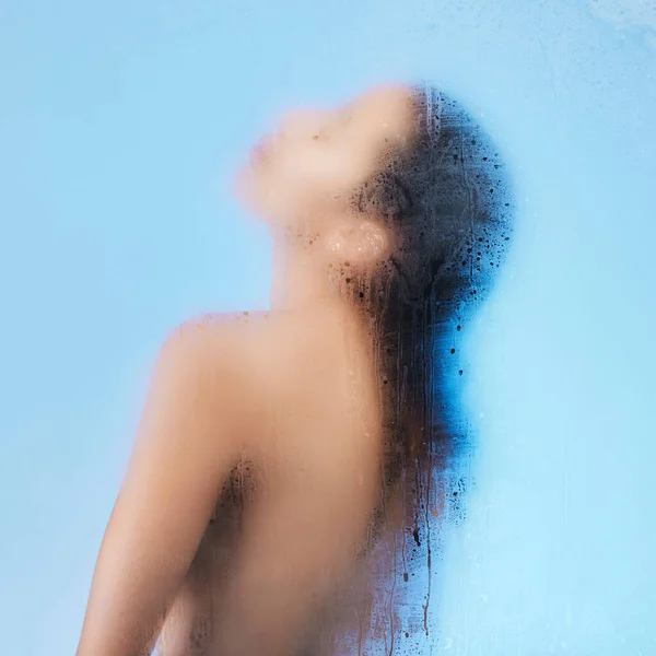 Delicate Delicious Unrecognizable Woman Taking Shower Shower Screen — ストック写真