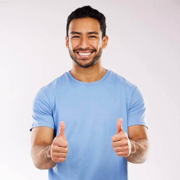 Youre Positive Good Things Happen Studio Shot Young Man Showing — Φωτογραφία Αρχείου