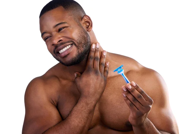 Its Hazard Shaving Studio Shot Handsome Young Man Wincing Pain — Stok fotoğraf