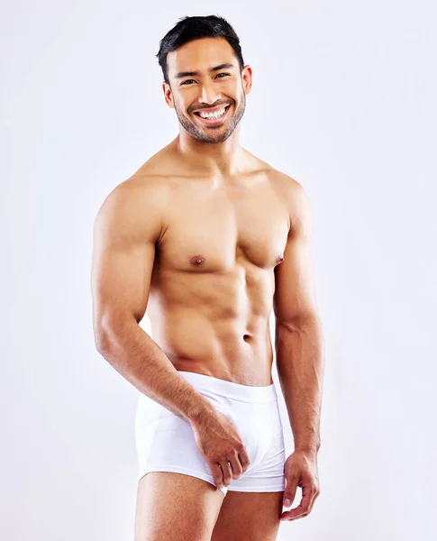 Youll Always Come Out Stronger Man Posing His Underwear White — 图库照片