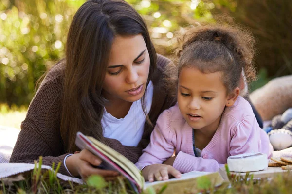 Story Time Park Full Length Shot Attractive Young Woman Reading Stock Picture