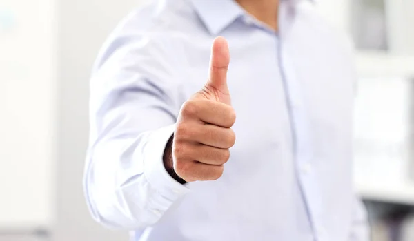 Thumbs Celebrating Success Good Work Hand Business Man Manager Entrepreneur — Stok fotoğraf