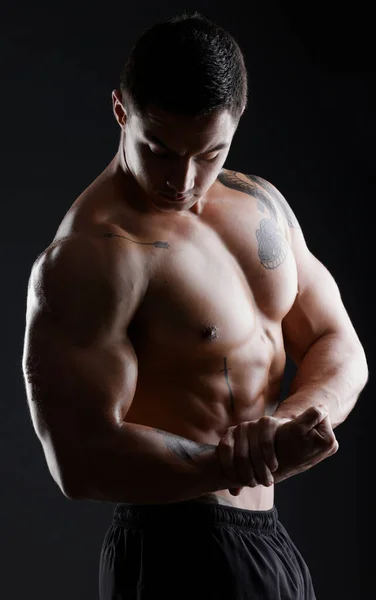 All Muscle Came Some Strict Lifestyle Changes Athletic Young Man — Foto Stock