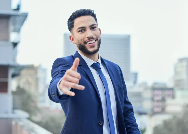 Youve Got Backing Cropped Portrait Handsome Young Businessman Giving Thumbs — Foto de Stock